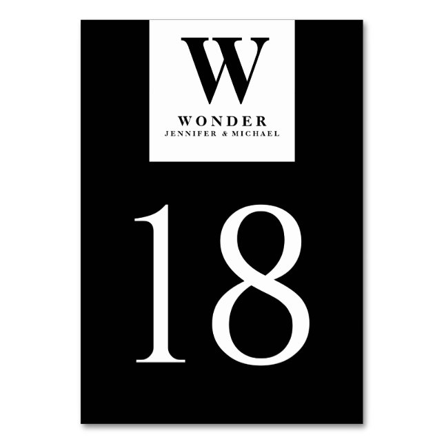 Elegant Newlywed Monogram Seating Bordsnummer (Framsidan)