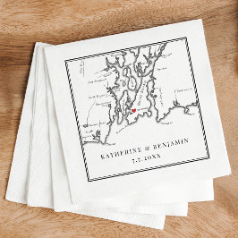 Elegant Newport Rhode island Black White Bröllop Pappersservett