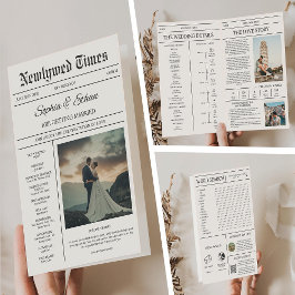 Elegant Newspaper Details Timeline Wedding Inbjudan