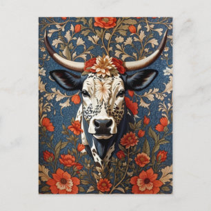 Elegant Nguni Cow William Morris Inspired Vykort