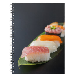 Elegant Nigiri Sushi on Bamboo Leaf Notebook Anteckningsbok