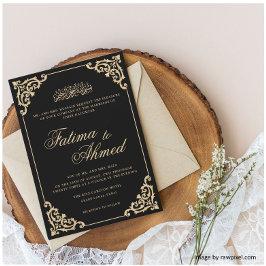 Elegant Nikah Black Islamic Muslim Bröllop Inbjudningar