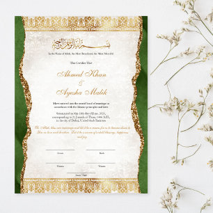 Elegant Nikkah-certifikat Muslimsk islamisk bröllo Poster