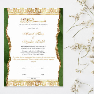 Elegant Nikkah-certifikat Muslimsk islamisk bröllo Poster