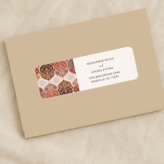 Elegant Nikkah Islamskt Bröllop Returadress Etikett (Elegant Nikkah Islamic Wedding Return Address Label)
