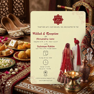 Elegant Nikkah och mottagning Islamsk bröllop Inbjudningar