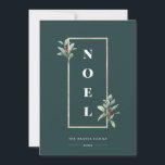 Elegant NOEL Guld Winter Berry Ram Photo Julkort<br><div class="desc">Elegant faux blek guld ram adorderade med vinterberget grenar på myrbildande myrbildare i grönt färg. Utformningsfunktioner,  formaterad fet stil NOEL,  malltext linjer för namn,  år och meddelande med en enda runda blek med guld ram på baksidan.</div>
