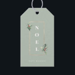 Elegant NOEL Guld Winter Berry Ram Presentetikett<br><div class="desc">Elegant faux blek guld ram adorerade med vinterberget grenar på bottensätet vid mynningen grönt färg. Utformningsfunktioner,  formaterad fetstil,  NOEL,  malltextrad för kort hälsning framför märkrn.</div>