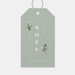 Elegant NOEL Guld Winter Berry Ram Presentetikett
