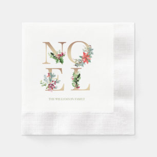 Elegant Noel jul Guld Greenery Berries Grönt Pappersservett
