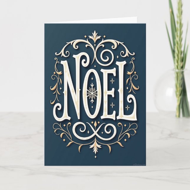 Elegant Noel jul snöflinga kort (Framsida)