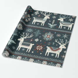 Elegant Nordic Reindeer Mönster Presentpapper
