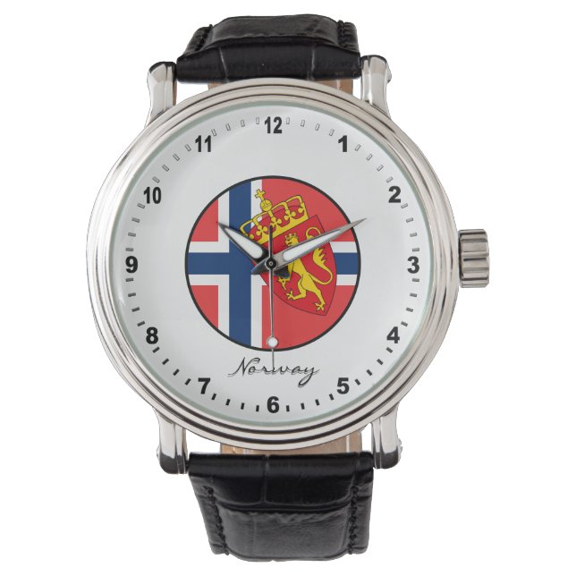 Elegant Norge Watch & Norsk Flagga Armbandsur (Framsida)
