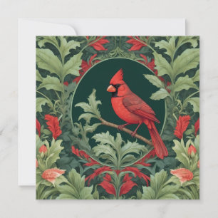 Elegant Northern Cardinal William Morris Inspired