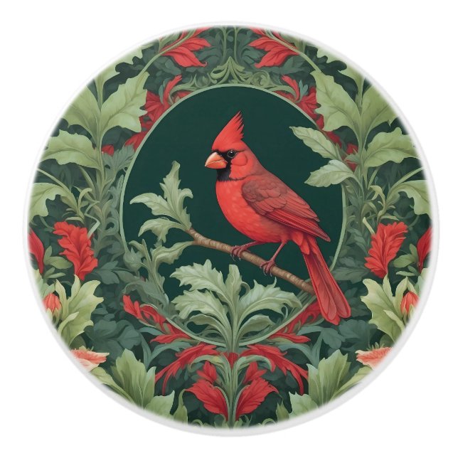 Elegant Northern Cardinal William Morris Inspired Knopp (Framsidan)