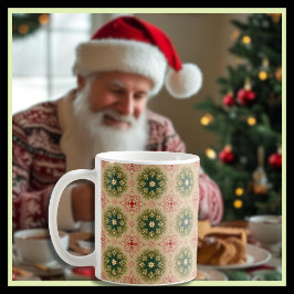 Elegant Nostalgic Grönt Gräs Nål och Röda Snöre Kaffemugg