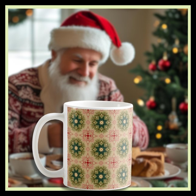 Elegant Nostalgic Grönt Gräs Nål och Röda Snöre Kaffemugg (Skapare uppladdad)