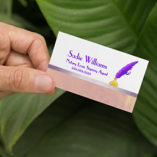 Elegant Notary Loan Signing Agent Lila Quill Visitkort