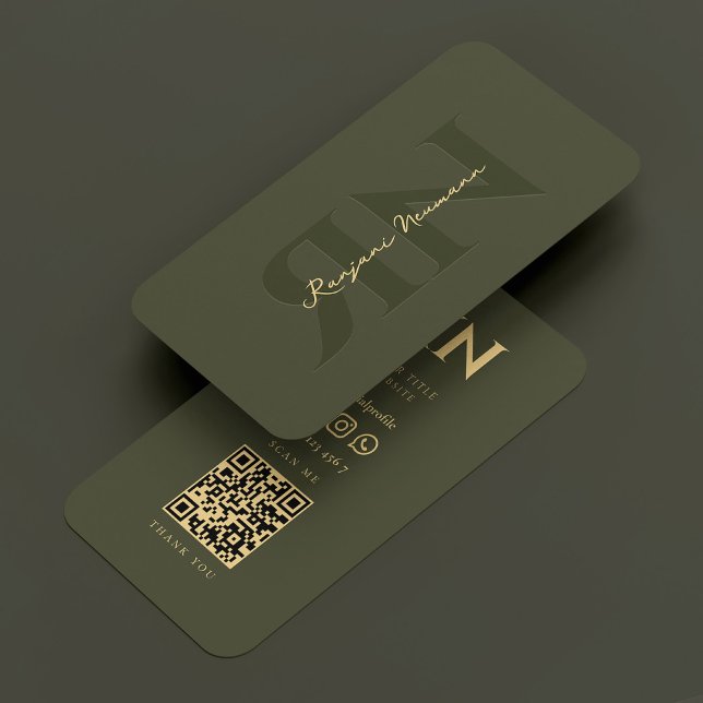 Elegant Notary Monogram Army Grönt Modern Visitkort (Elegant Notary Monogram Army Green Modern Business Card
)