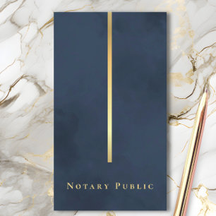 Elegant Notary Public Navy Blue Guld LinkedIn QR Visitkort