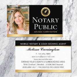 Elegant Notary Public Photo Guld Black Visitkort