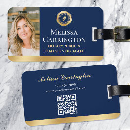 Elegant Notary Public Photo Guld Navy Blue Bagagebricka