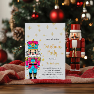 Elegant nötknäppare julfest Guldglitter Inbjudningar