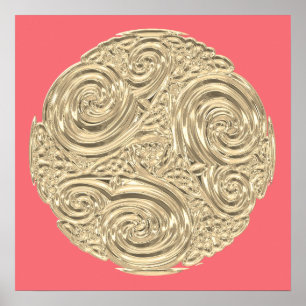 Elegant nouveau guld coral rosa metallmodern poster