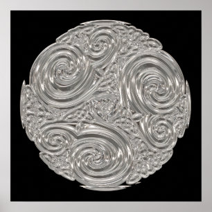 Elegant nouveau silver svart metallliknande utseen poster