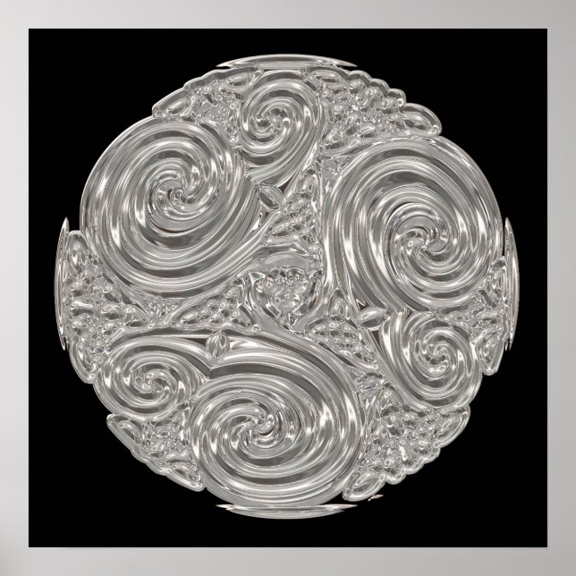 Elegant nouveau silver svart metallliknande utseen poster (Framsidan)