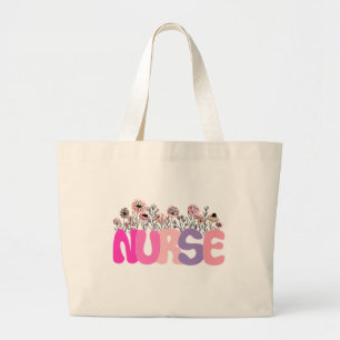 Elegant "Nurse" Typografi med kraftig Blommigt Jumbo Tygkasse
