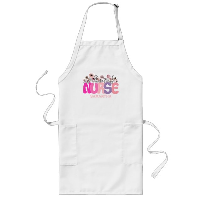 Elegant "Nurse" Typografi med kraftig Blommigt Långt Förkläde (Framsidan)