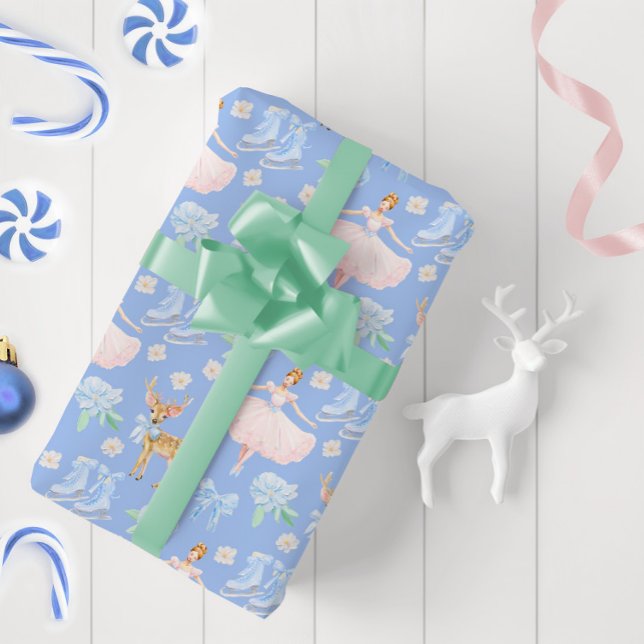 Elegant Nutcracker Ballerina Bows Ice Skates Presentpapper (Skapare uppladdad)