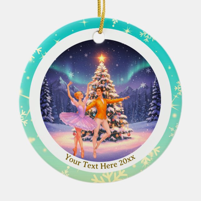 Elegant Nutcracker Ballet Christmas Ballerina Gift Julgransprydnad Keramik (Framsidan)