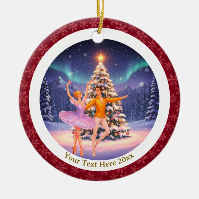 Elegant Nutcracker Ballet Christmas Ballerina Gift Julgransprydnad Keramik (Framsidan)