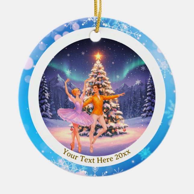 Elegant Nutcracker Ballet Christmas Ballerina Gift Julgransprydnad Keramik (Framsidan)
