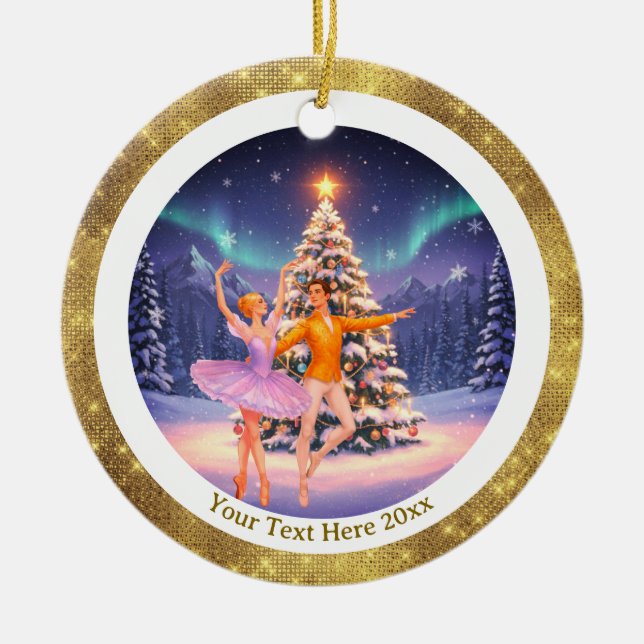 Elegant Nutcracker Ballet Christmas Ballerina Gift Julgransprydnad Keramik (Framsidan)