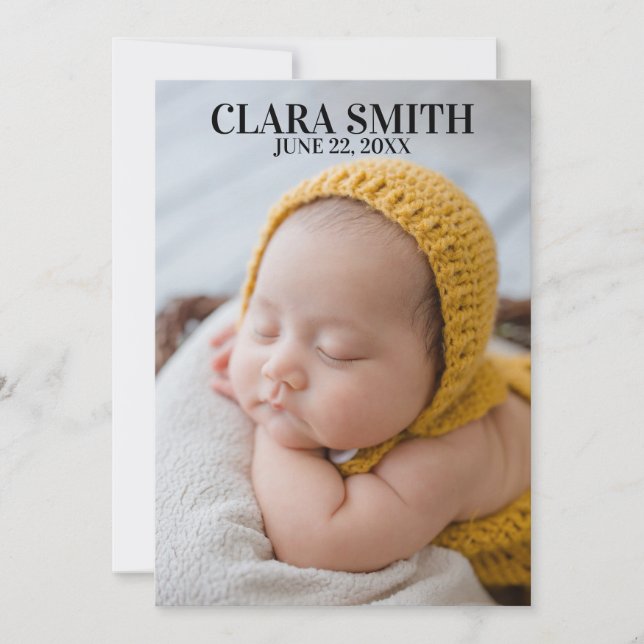 Elegant ny bebisannonsering julkort (Framsida)