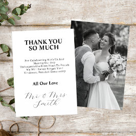 Elegant Ny gifta Black and White Bröllop Photo Tack Kort