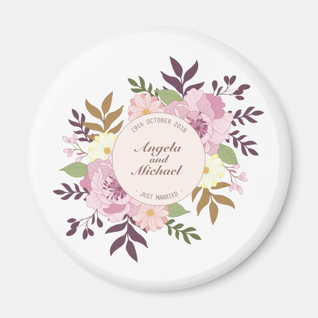Elegant Ny gifta Blommigt Bröllop | Magnet (Framsidan)