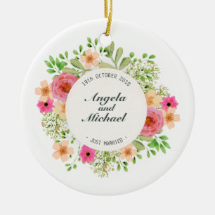 Elegant Ny gifta Blommigt Bröllop Ornament