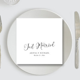 Elegant "Ny gifta" Heart - Vita Bröllop Pappersservett