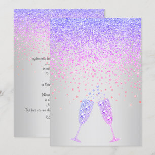 ELEGANT Ny kristalldiamant bröllop lilac-LILA Inbjudningar