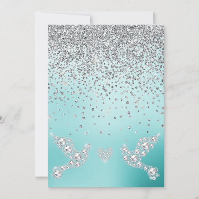 ELEGANT Ny kristalldiamant bröllop myntgrönt Inbjudningar (Framsida)