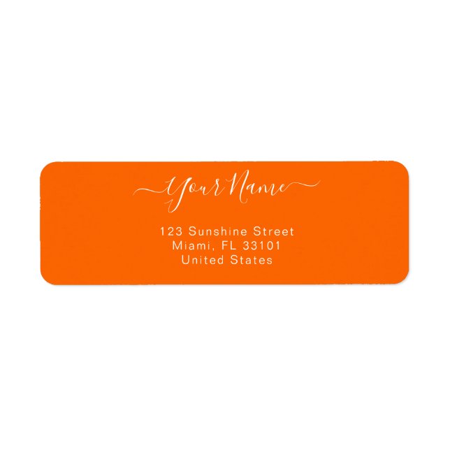 elegant - ny orange - personlig returadress etikett (Framsidan)