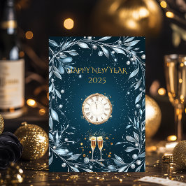 Elegant nyår Kväll med Silver och Teal Midnight Inbjudningar