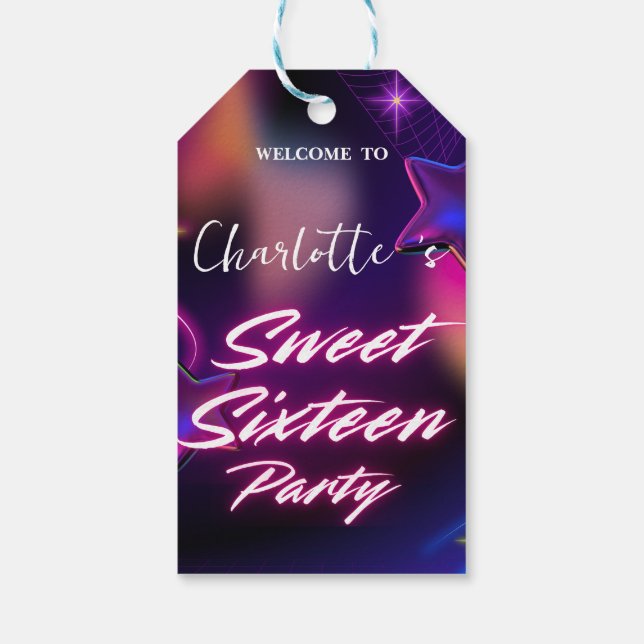Elegant Nyare Rosa Black retro Sweet 16:e födelsed Presentetikett (Baksidan)