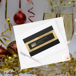 Elegant Nyårsafton Black Guld Large Adress Rektangulärt Klistermärke