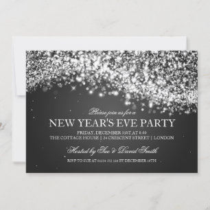 Elegant Nyårsafton Party Sparkling Wave Black Inbjudningar