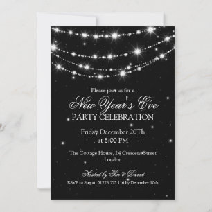 Elegant Nyårsafton Sparkling Chain Black Inbjudningar